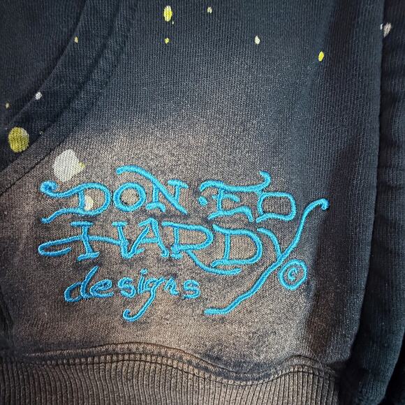 Ed Hardy Tattoo Art Hoodie S Dragon Geisha Tiger Love Kills Spray Zip Jacket - Picture 13 of 15